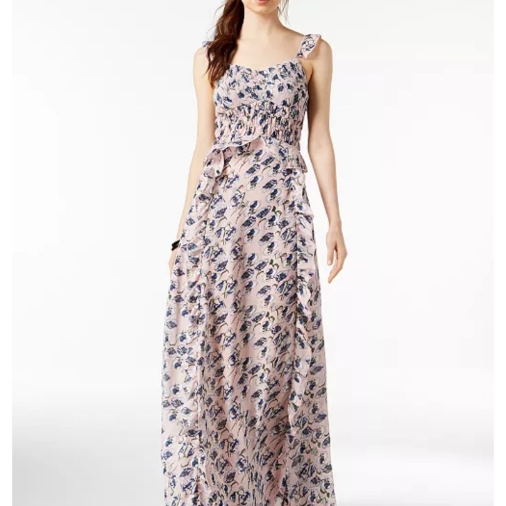 Foxiedox Womens Medium Floral Smocked Ruffle Maxi Fairy prairie New with tags
